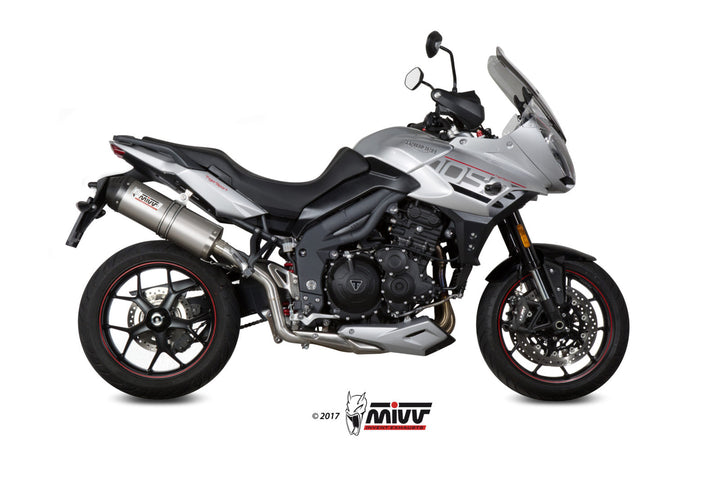 MIVV Oval Titanium Slip-On Exhaust (T.017.LNC) for 2017-2020 Triumph Tiger 1050 Sport