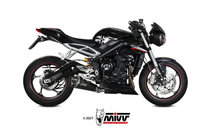 MIVV Delta Race Black Slip-On Exhaust (T.019.LDRB) for 2017-2022 Triumph Street Triple