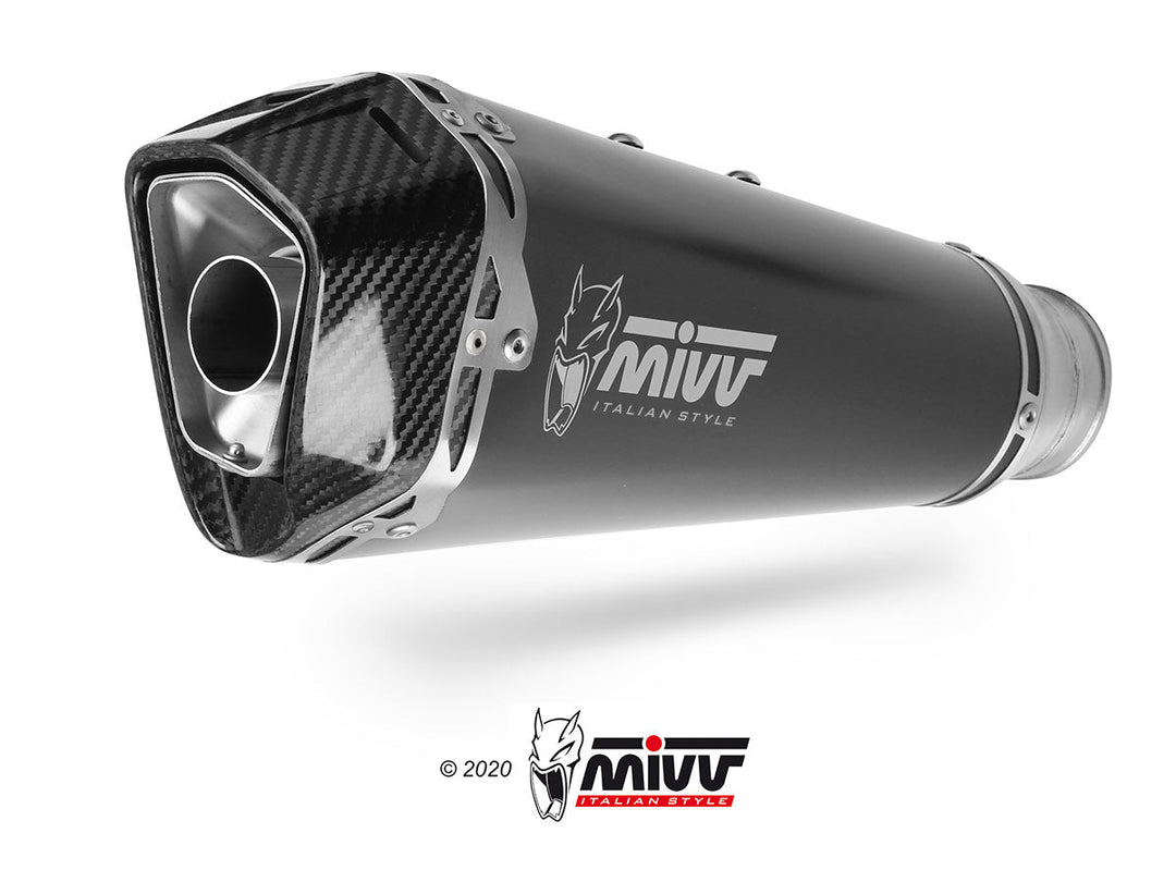 MIVV Delta Race Black Slip-On Exhaust (T.019.LDRB) for 2017-2022 Triumph Street Triple