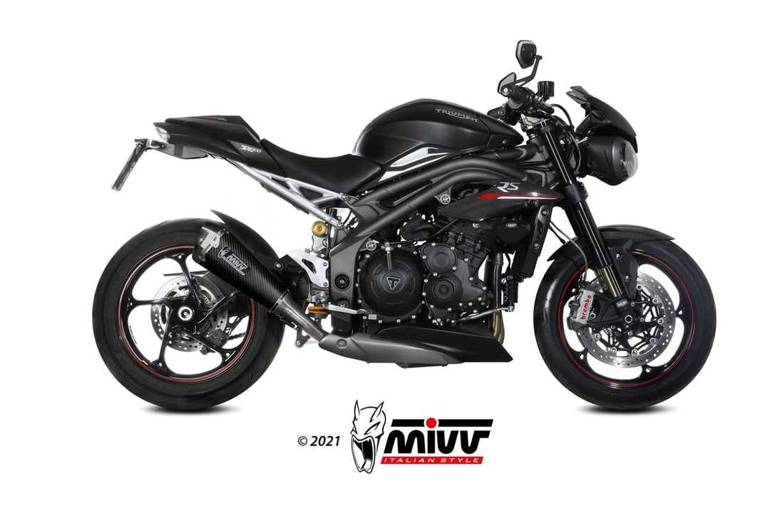 MIVV Delta Race Black Slip-On Exhaust (T.021.LDRC) for 2018-2020 Triumph Speed Triple