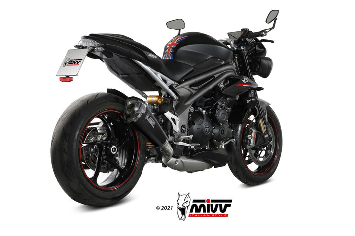 MIVV Delta Race Black Slip-On Exhaust (T.021.LDRC) for 2018-2020 Triumph Speed Triple