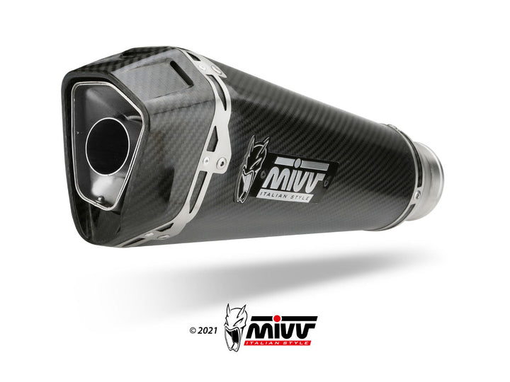 MIVV Delta Race Black Slip-On Exhaust (T.021.LDRC) for 2018-2020 Triumph Speed Triple