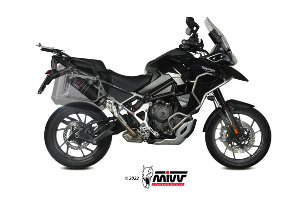 MIVV Dakar Black Slip-On Exhaust (T.023.LDKB) for 2021-2023 Triumph Tiger 1200