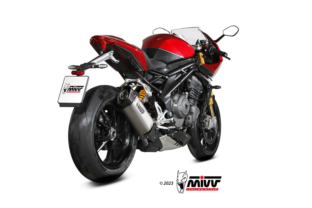 MIVV SR1 Titanium Slip-On Exhaust (T.025.LR1T) for 2021-2023 Triumph Speed Triple 1200 RR/RS