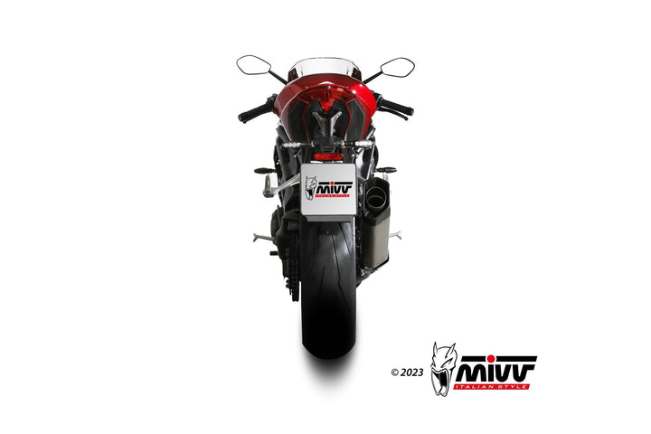 MIVV SR1 Titanium Slip-On Exhaust (T.025.LR1T) for 2021-2023 Triumph Speed Triple 1200 RR/RS