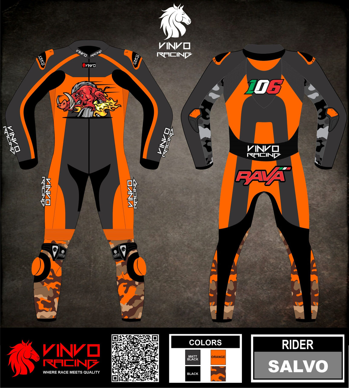 Custom Kangaroo Leather Race Suit design 236