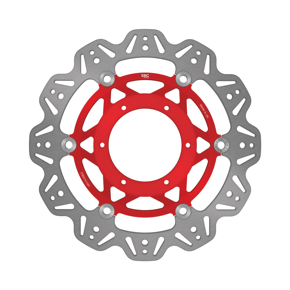 EBC 01-06 Honda CBR 600 F4i Sport Injection Model Front Left/Right Vee Floating Rotor — VR1141 — Red hub