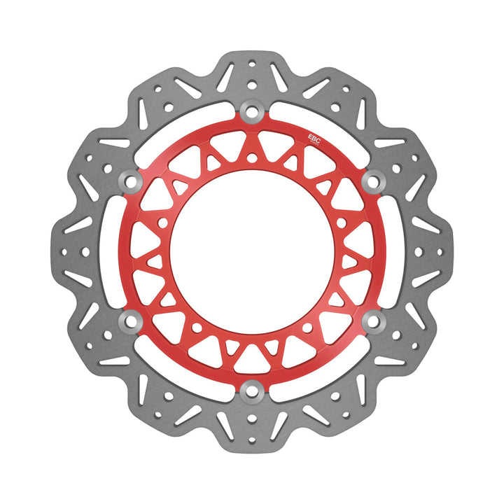 EBC 17-22 Yamaha YZF-R6 H 320mm Rotor Front Left/Right Vee Floating Rotor — VR2124 — Red hub