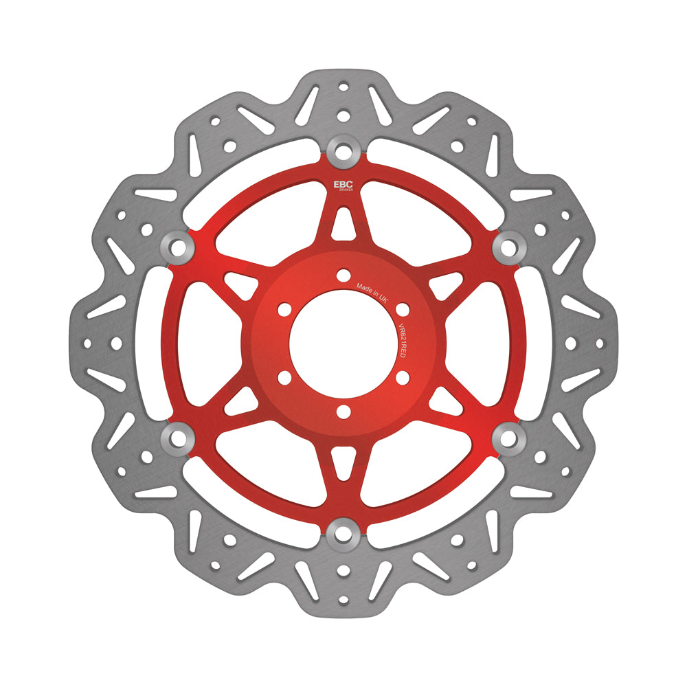 EBC 08-15 Aprilia Dorsoduro 750 ABS Front Left/Right Vee Floating Rotor — VR621 — Red hub
