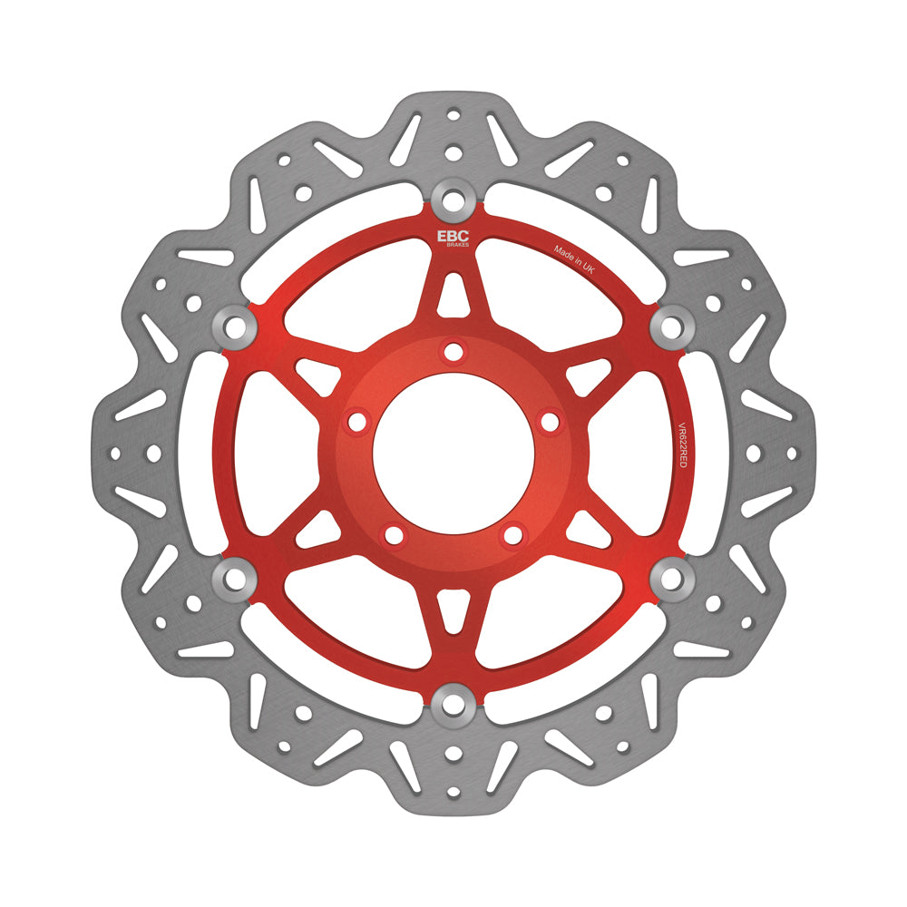 EBC 04-06 Ducati 749 Dark Monoposto/Biposto Front Left/Right Vee Floating Rotor — VR622 — Red hub