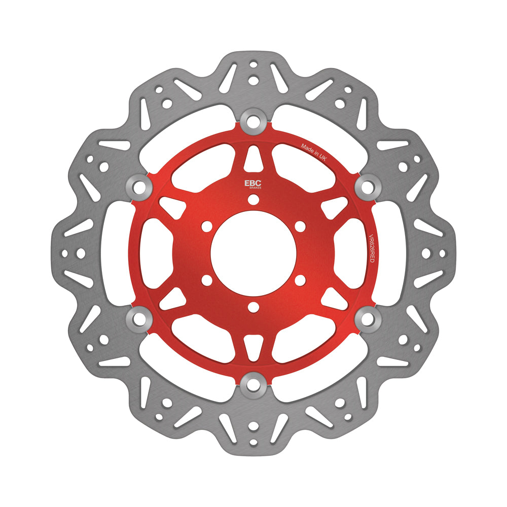 EBC 07-08 Ducati Monster 400 ie Japan Front Left/Right Vee Floating Rotor — VR626 — Red hub
