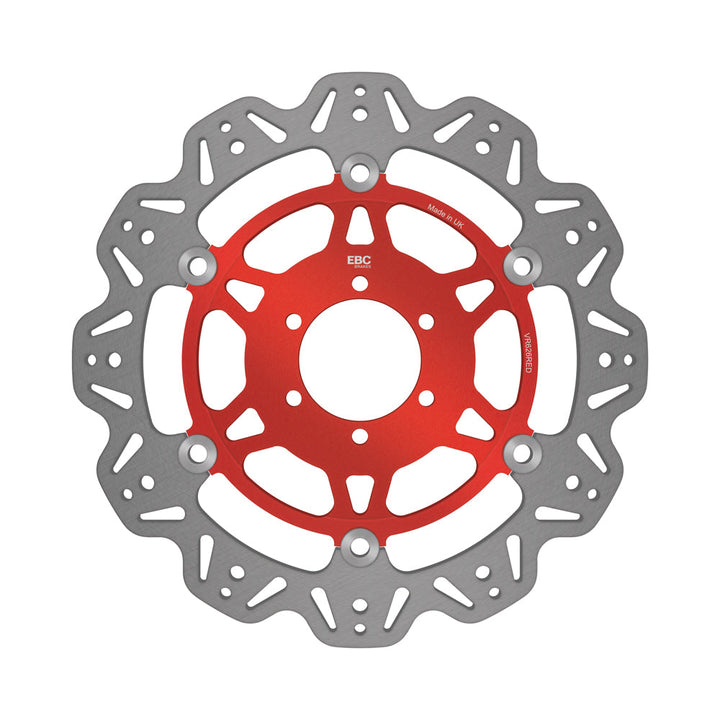 EBC 07-08 Ducati Monster 400 ie Japan Front Left/Right Vee Floating Rotor — VR626 — Red hub