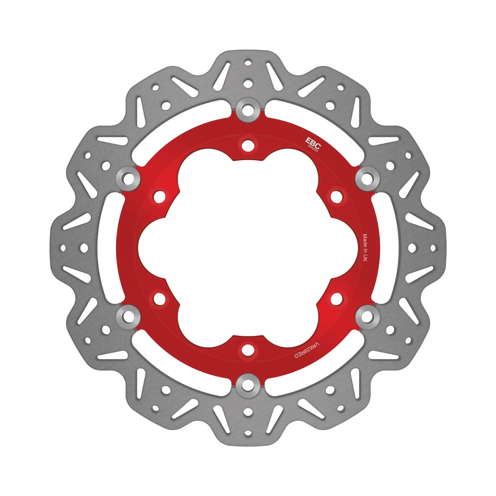 EBC 96-01 Triumph Hinckley Adventurer Front Left Vee Floating Rotor — VR629 — Red hub
