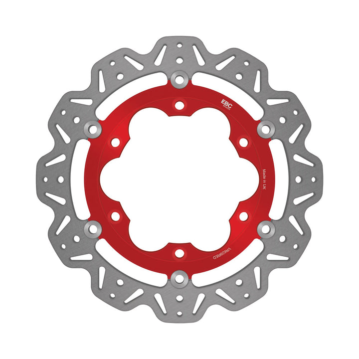 EBC 96-01 Triumph Hinckley Adventurer Front Left Vee Floating Rotor — VR629 — Red hub