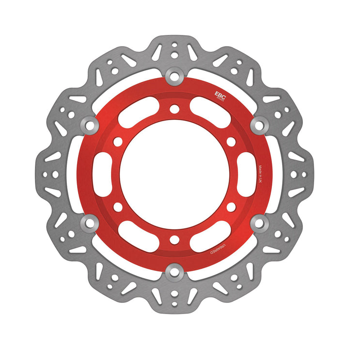 EBC 92-98 Triumph Hinckley Trident 900 Front Left/Right Vee Floating Rotor — VR646 — Red hub