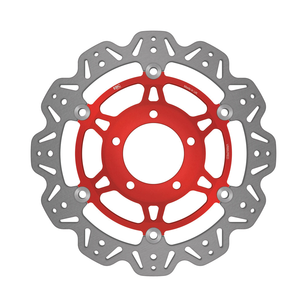 EBC 03-04 Triumph Hinckley Daytona 600 Front Left/Right Vee Floating Rotor — VR662 — Red hub