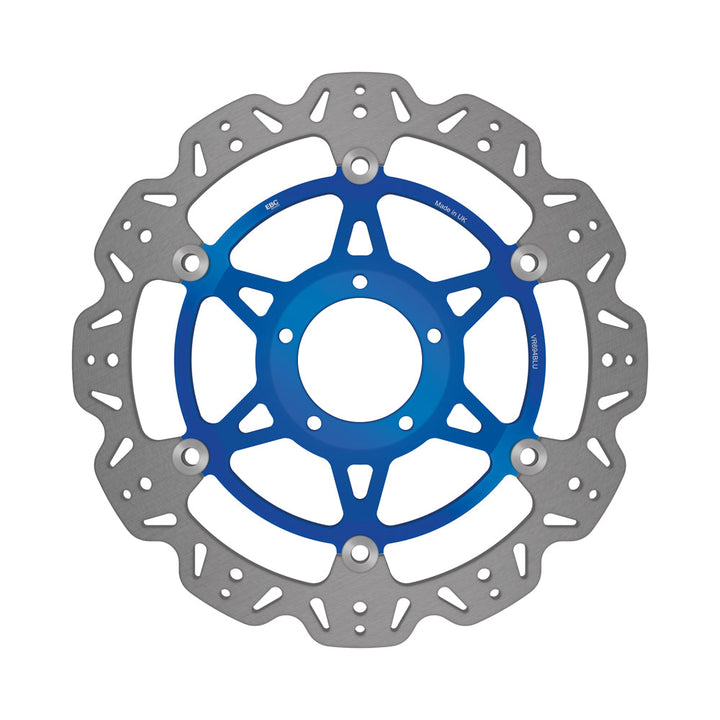 EBC 2008 Ducati Desmosedici RR D16RR/989cc Front Left/Right Vee Floating Rotor — VR694 — Blue hub