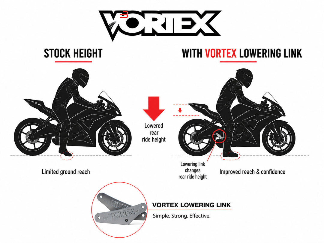 Vortex 18-24 Kawasaki EX400 Ninja 400 R Lowering Link Lowers Seat 1in — Black (LL408)