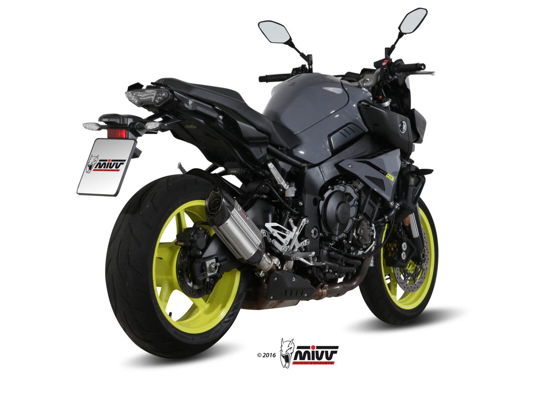 MIVV Suono Stainless Slip-On Exhaust with Carbon Caps (Y.057.L7) for 2016-2022 Yamaha MT-10