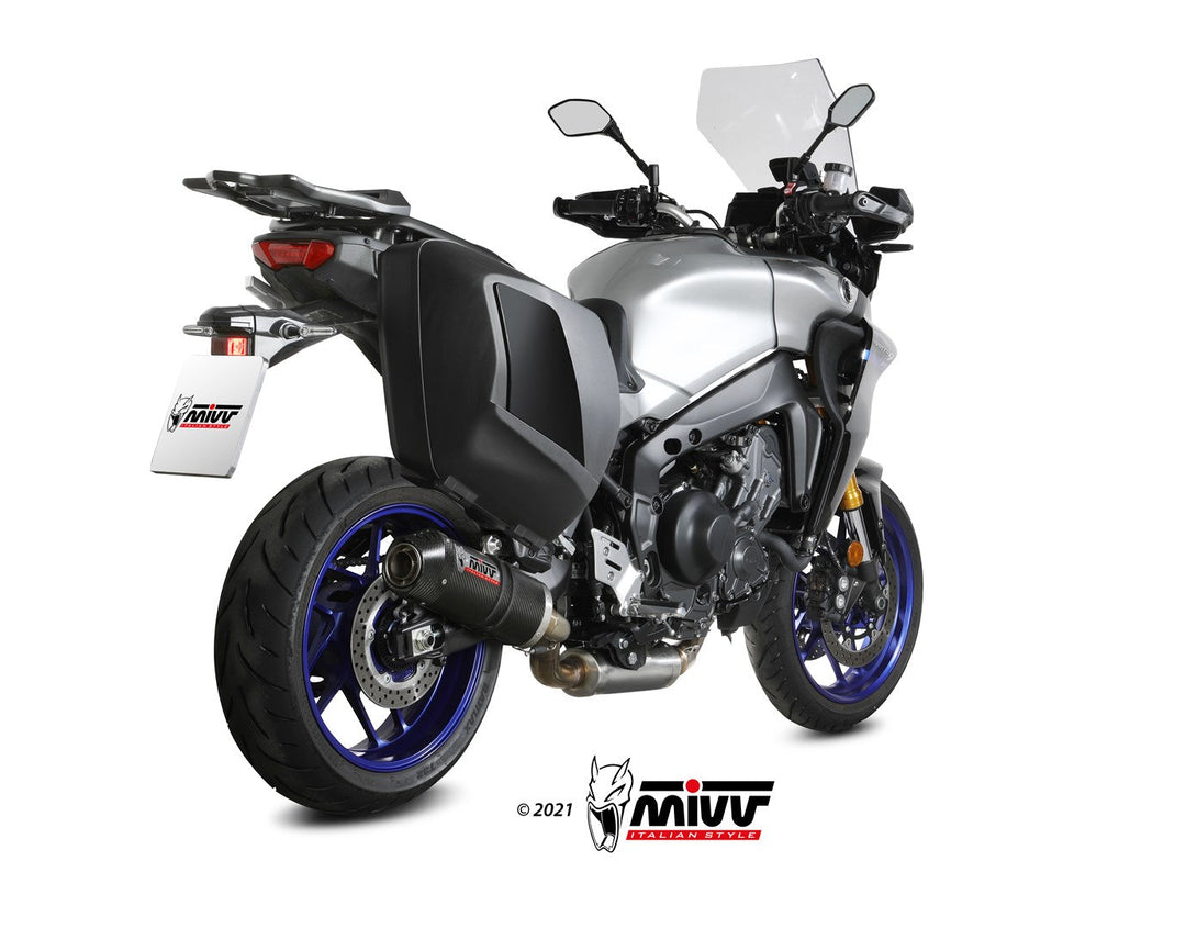 MIVV Oval Carbon Full System Exhaust with Carbon Cap (Y.069.L3C) for 2021-2022 Yamaha Tracer 9