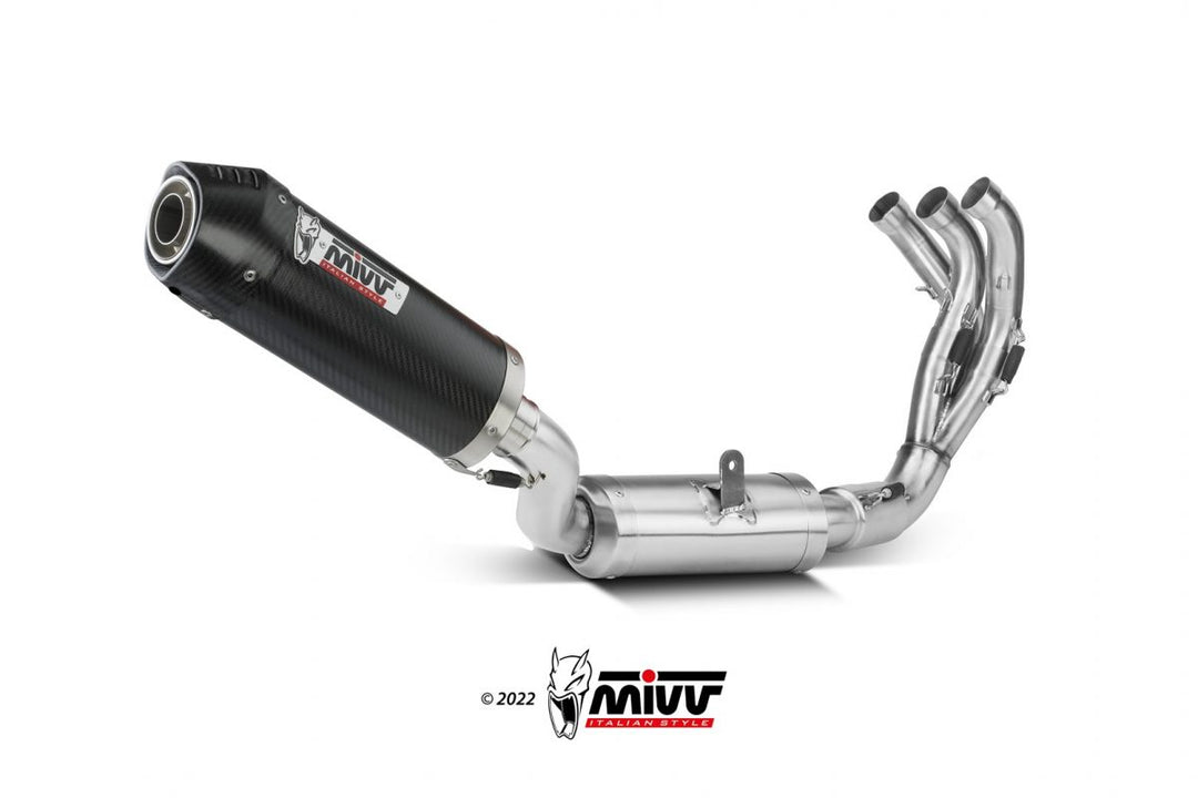 MIVV Oval Carbon Full System Exhaust with Carbon Cap (Y.069.L3C) for 2021-2022 Yamaha Tracer 9