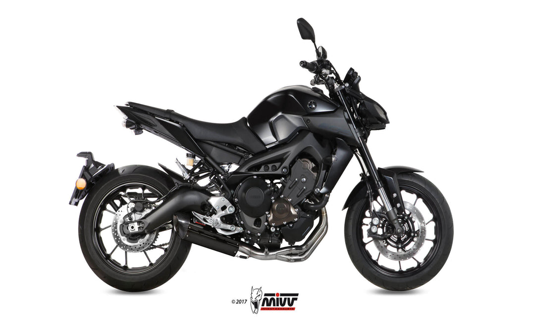 MIVV Suono Black Full System Exhaust with Carbon Caps (Y.042.L9) for 2013-2020 Yamaha MT-09