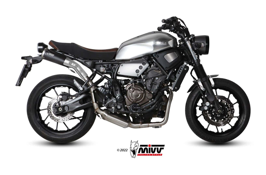 MIVV Ghibli Black Full System Exhaust, High Position (Y.052.LGB) for 2016-2022 Yamaha XSR700