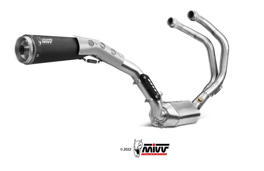 MIVV Ghibli Black Full System Exhaust, High Position (Y.052.LGB) for 2016-2022 Yamaha XSR700