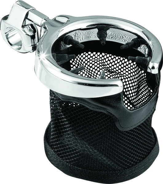 Kuryakyn Drink Holder with Mesh Basket 1 inch Clamp Chrome