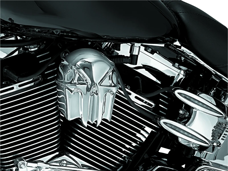 Kuryakyn Skull Horn Cover 17-Up With Waterfall Style Horn Chrome
