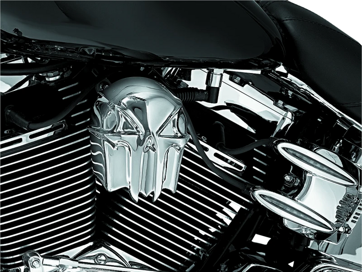 Kuryakyn Skull Horn Cover 17-Up With Waterfall Style Horn Chrome
