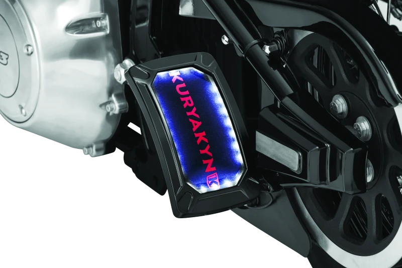 Kuryakyn Nova Curved Vertical Mount Side License Plate Holder Gloss Black