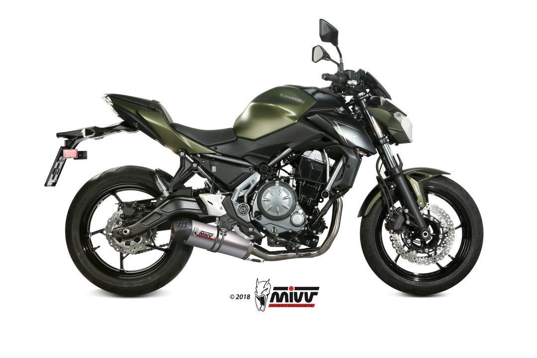 MIVV Oval Titanium Full System Exhaust with Carbon Cap (K.044.L4C) for 2017-2022 Kawasaki Ninja 650/Z650