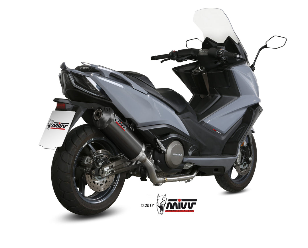 MIVV Oval Black Slip-On Exhaust with Carbon Cap (O.009.LVC) for 2017-2020 Kymco AK550