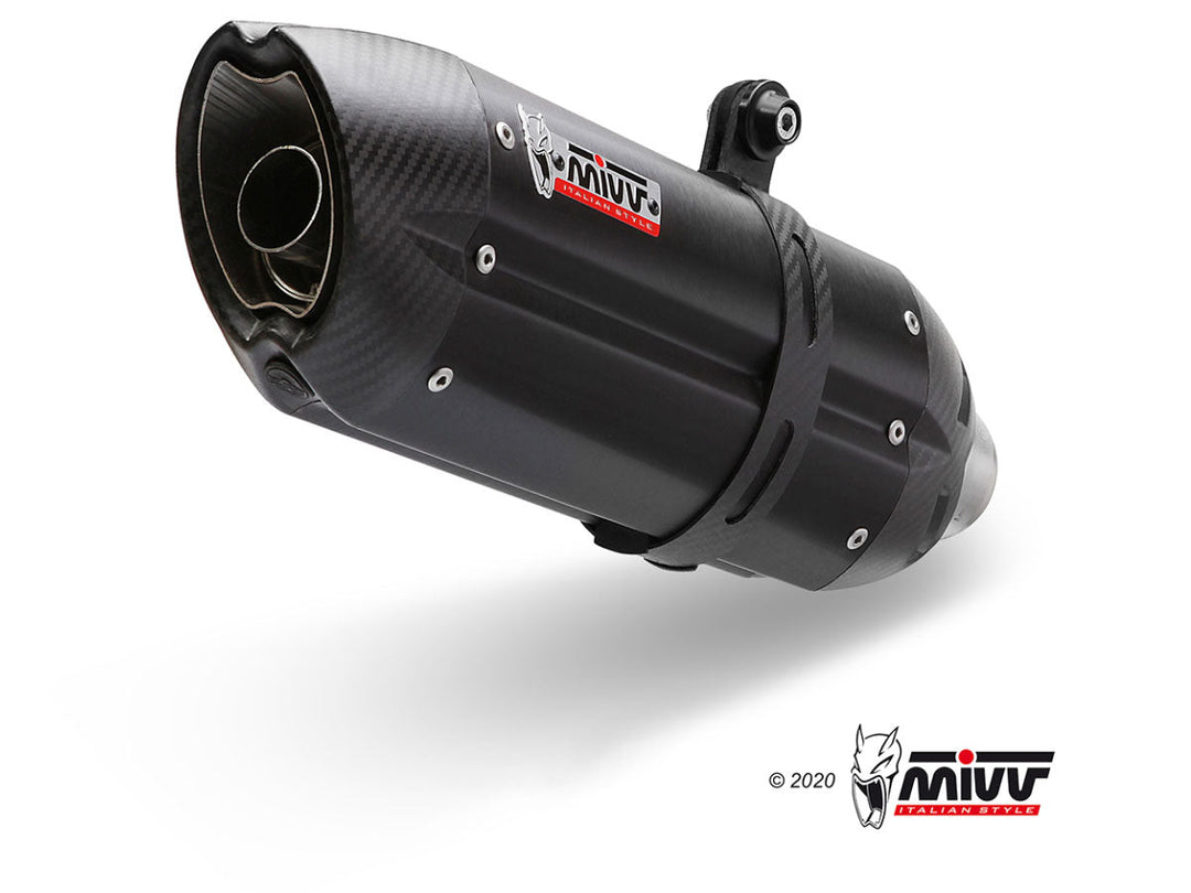 MIVV Suono Black Slip-On Exhaust with Carbon Caps (D.027.L9) for 2010-2014 Ducati Multistrada 1200