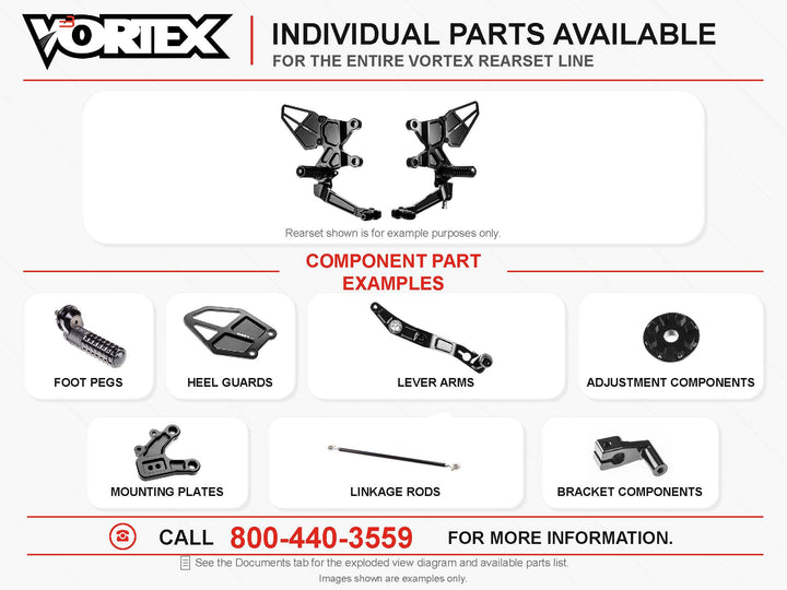 Vortex 07-23 Honda CBR600 RR Adjustable Rearsets — Black (RS265K)