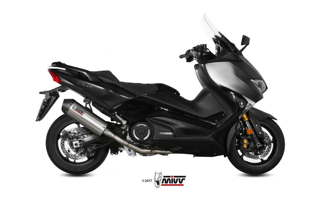 MIVV Oval Titanium Full System Exhaust with Carbon Cap (Y.061.LNC) for 2017-2021 Yamaha T-Max 530/560