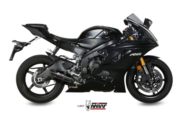 MIVV Suono Black Slip-On Exhaust with Carbon Caps (Y.063.L9) for 2017-2022 Yamaha YZF R6